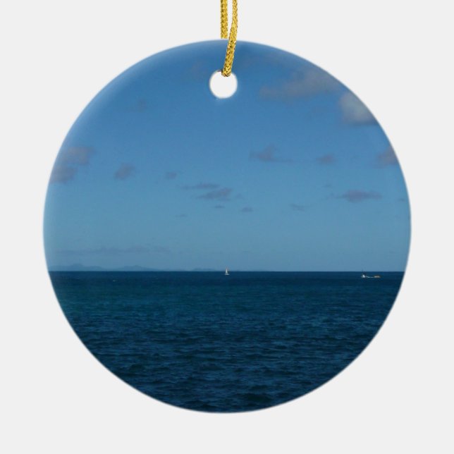 St. Lucia Horizon Blue Ocean Ceramic Ornament (Front)