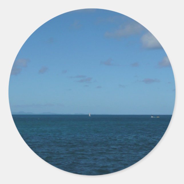 St. Lucia Horizon Blue Ocean Classic Round Sticker (Front)