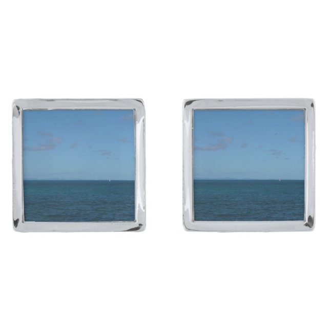 St. Lucia Horizon Blue Ocean Cufflinks (Front)