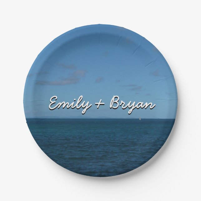 St. Lucia Horizon Blue Ocean Paper Plates (Front)