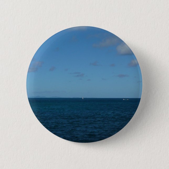 St. Lucia Horizon Blue Ocean Pinback Button (Front)