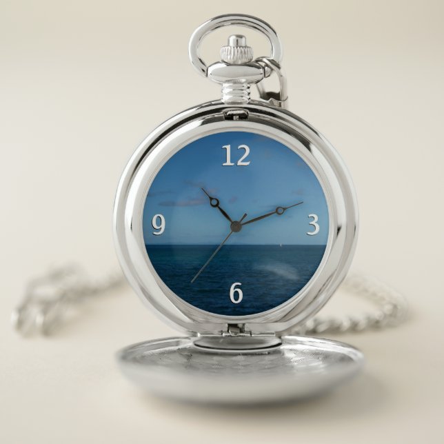 St. Lucia Horizon Blue Ocean Pocket Watch (Inside)