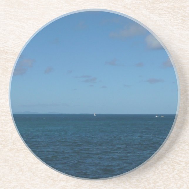 St. Lucia Horizon Blue Ocean Sandstone Coaster (Front)