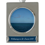 St. Lucia Horizon Blue Ocean Silver Plated Banner Ornament