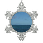 St. Lucia Horizon Blue Ocean Snowflake Pewter Christmas Ornament