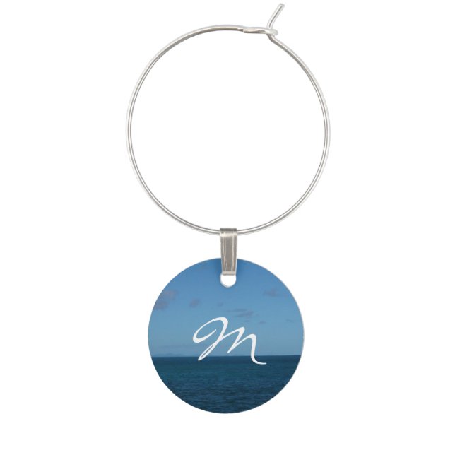 St. Lucia Horizon Blue Ocean Wine Glass Charm (Front)