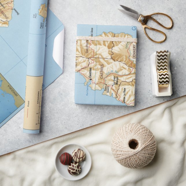 St Lucia Island Map (1991)  Wrapping Paper (Crafts)