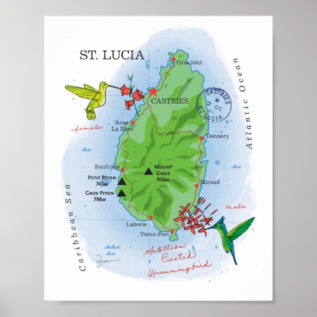 St Lucia Map 8x10 Poster Zazzle   St Lucia Map 8x10 Poster Rf0a85402f7c14db1a2bcd370d3abaee9 Rj4 8byvr 630 