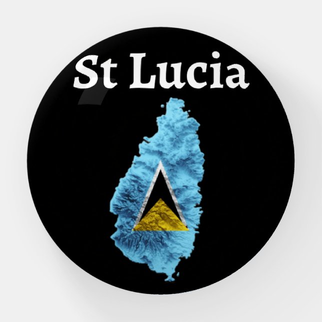 St Lucia Map Paperweight (Front)