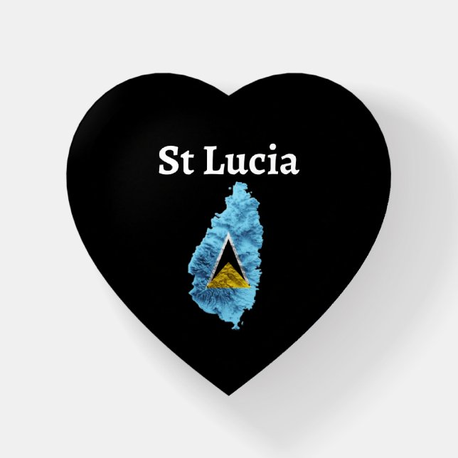 St Lucia Map Paperweight (Front)