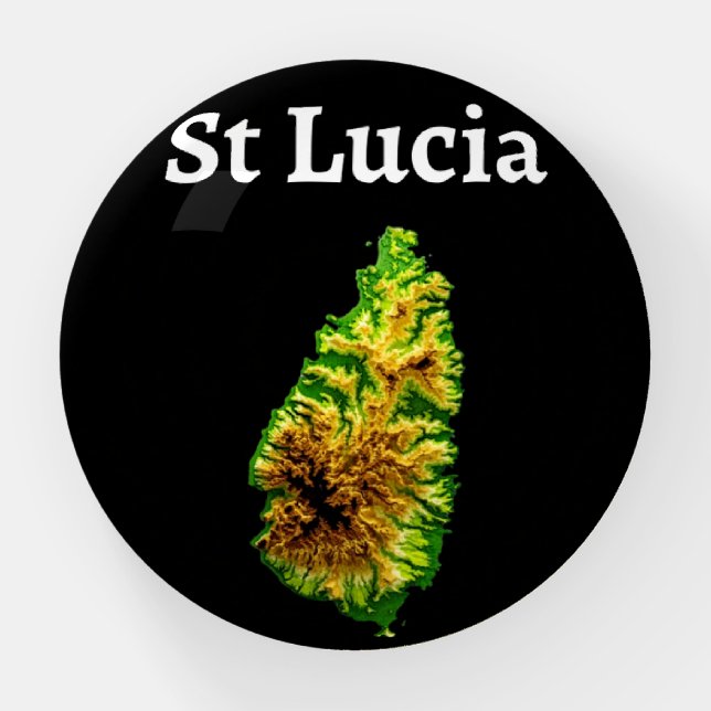 St Lucia Map Paperweight (Front)