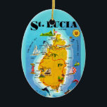 St Lucia Map Postcard Ornament<br><div class="desc">Vintage,  retro map of the island of St. Lucia in the West Indies repurposed!</div>