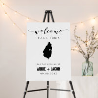 St. Lucia Map Wedding Welcome Sign,