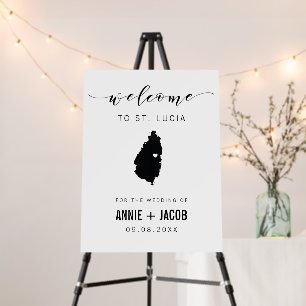 St. Lucia Map Wedding Welcome Sign, Foam Board