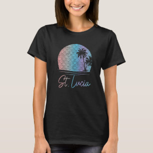 St Lucia Mermaid Palm Trees Girls Vintage Beach T-Shirt