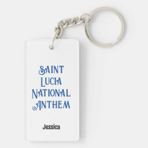 St Lucia National Anthem First Name Blue Text Keychain