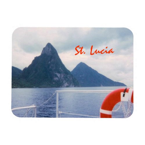 St Lucia Pitons from the Sea Premium Magnet