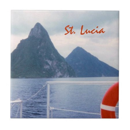 St. Lucia Pitons From The Sea Tile