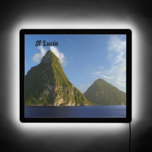 St Lucia Pitons Sign