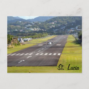 St. Lucia Plane And Airstrip Photo Postcard by Scotts_Barn at Zazzle