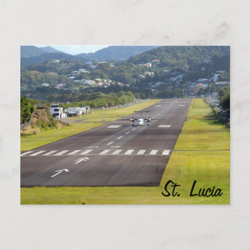 St Lucia Plane and Airstrip photo Postcard