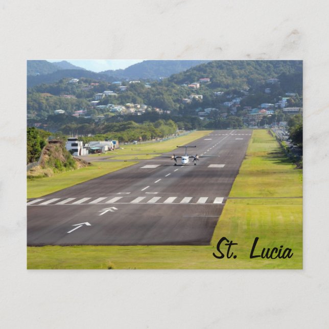 St. Lucia Plane and Airstrip photo Postcard (Front)