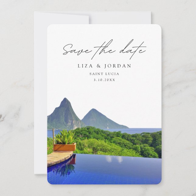 St Lucia Save the Date Scenic Wedding Invitation (Front)