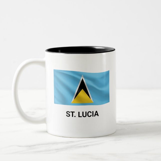 St. Lucia Simple Flag | Everyday Pride Two-Tone Coffee Mug (Left)