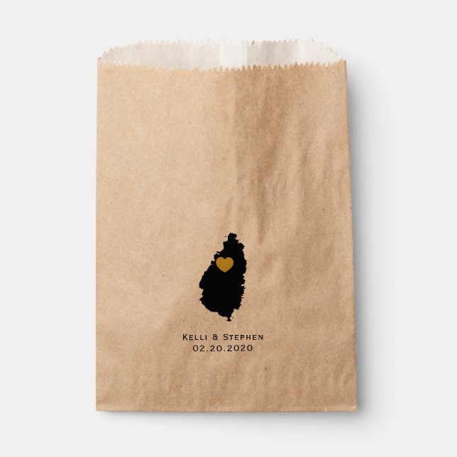 St. Lucia Wedding Favor Treat Sacks, Gift Bags (Front)