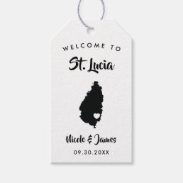 St. Lucia Wedding Welcome Bag Tags, Island Map Gift Tags