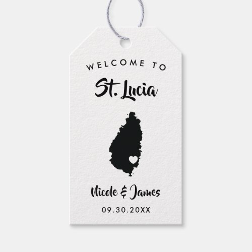 St Lucia Wedding Welcome Bag Tags Island Map Gift Tags