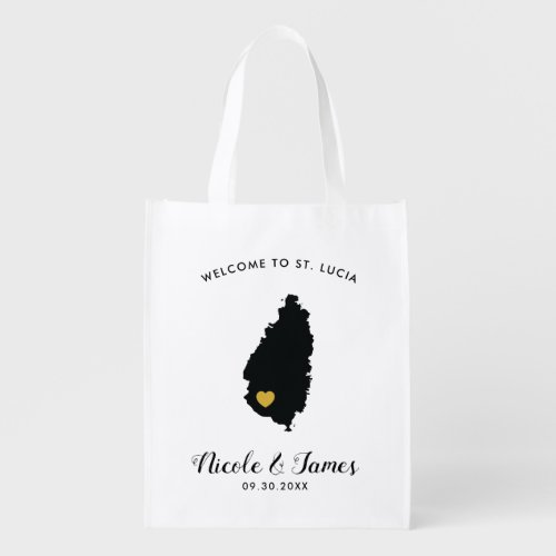 St Lucia Wedding Welcome Bag Tote Black and Gold