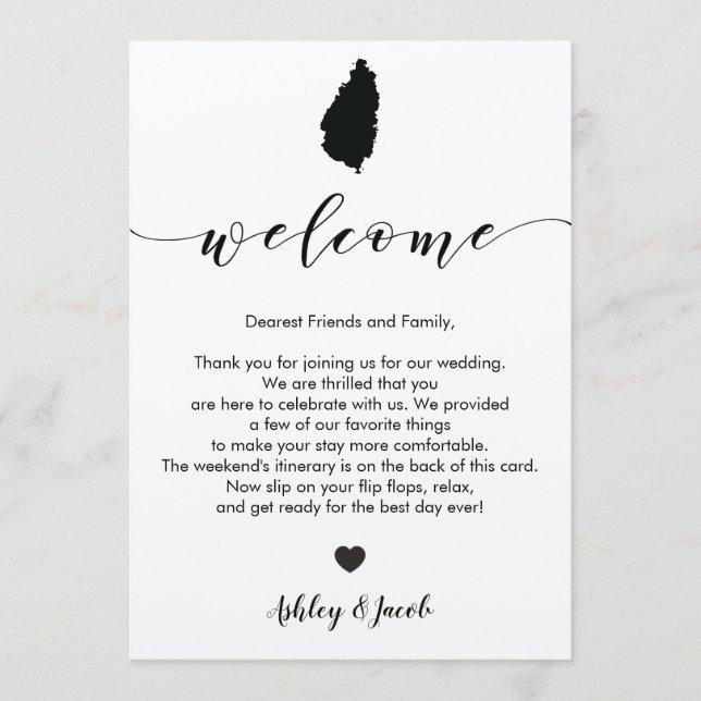St. Lucia Wedding Welcome Letter & Itinerary Card (Front)