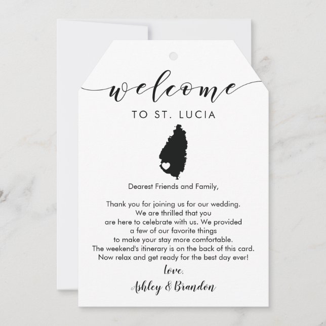 St. Lucia Wedding Welcome Tag, Letter & Itinerary (Front)