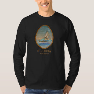 St Lucia West Indies Vintage Retro Sailboat Vaca T-Shirt