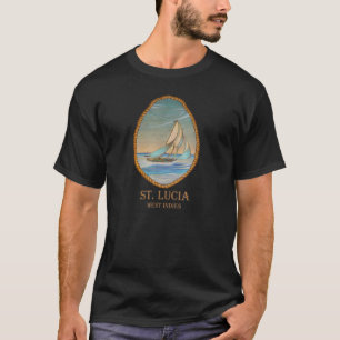 St Lucia West Indies Vintage Retro Sailboat Vaca T-Shirt