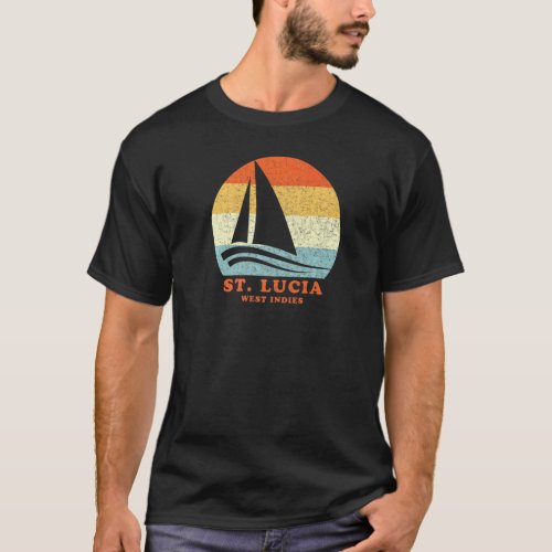 St Lucia West Indies Vintage Sailboat Sailing Vaca T_Shirt