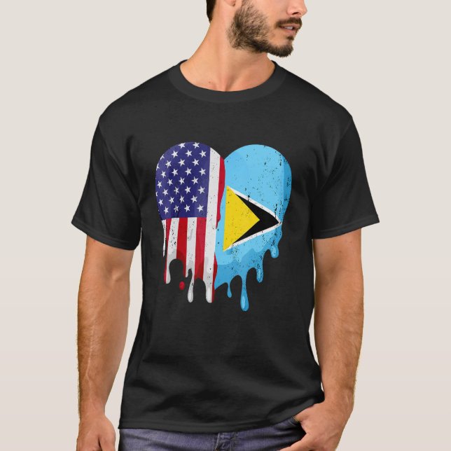 St Lucian American Patriot Grown Country Melting H T-Shirt (Front)