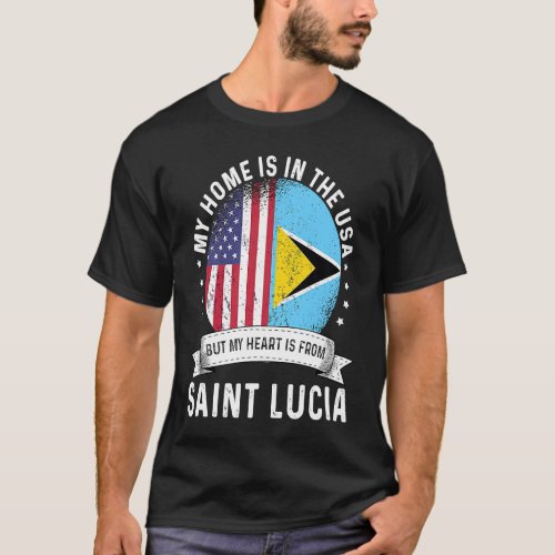 St Lucian American Patriot Grown Proud Home USA Fl T_Shirt