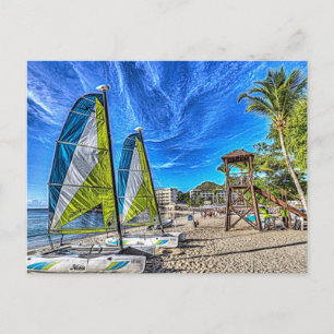 St Lucian Catamaran Art Holiday Postcard