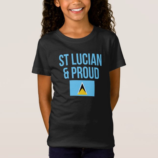 St Lucian & Proud Saint Lucia Flag T-Shirt (Front)