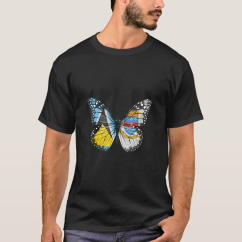 St Lucian St Barts Flag Butterfly  T_Shirt