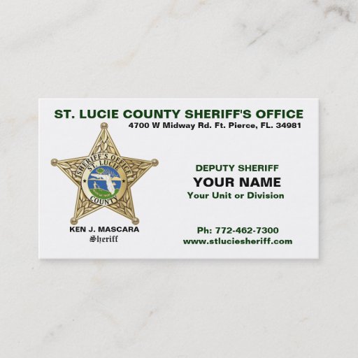 Customizable St. Lucie County Sheriff Business Card