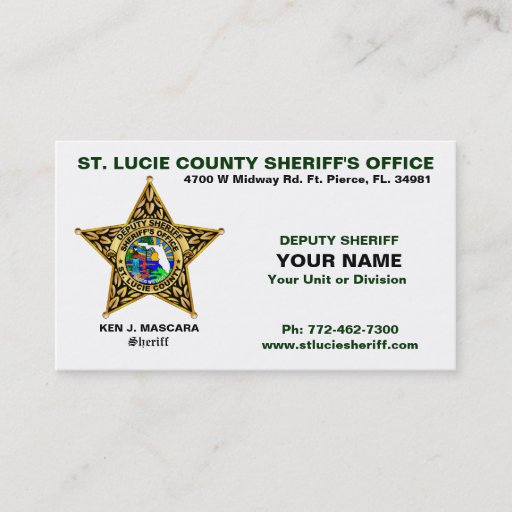 Customizable St. Lucie County Sheriff Business Card
