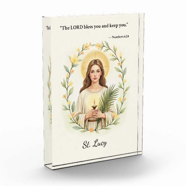 St Lucy God's Peace and Blessings with Scripture Acrylic Award (Left)