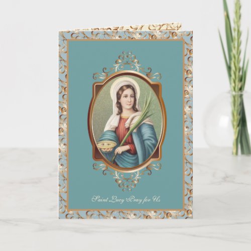 St LucyLucia Religious Vintage Patron Eyes Card