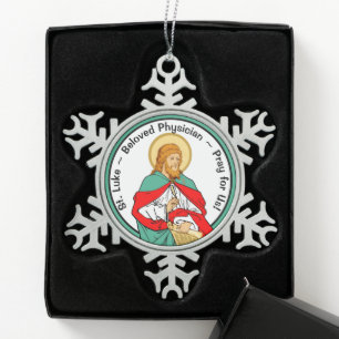 St. Luke, Beloved Physician (RLS 08; MedVers.) Snowflake Pewter Christmas Ornament