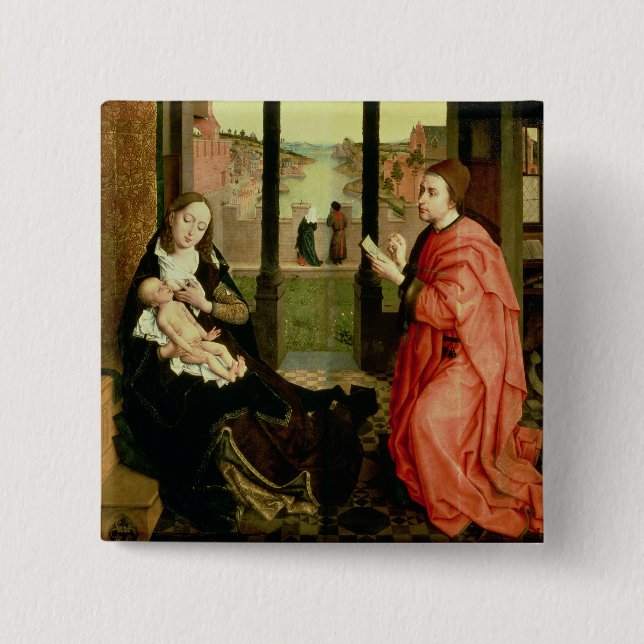 St. Luke Drawing a Portrait of the Virgin Button (Front)
