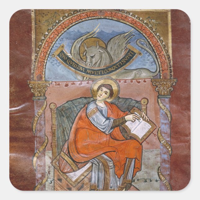 St. Luke, from the Gospel of St. Riquier Square Sticker (Front)