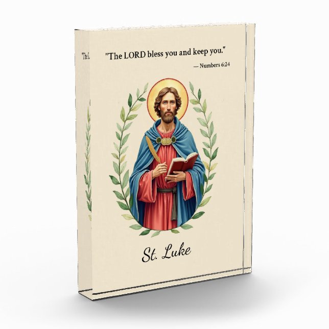 St Luke God's Peace and Blessings with Scripture Acrylic Award (Left)